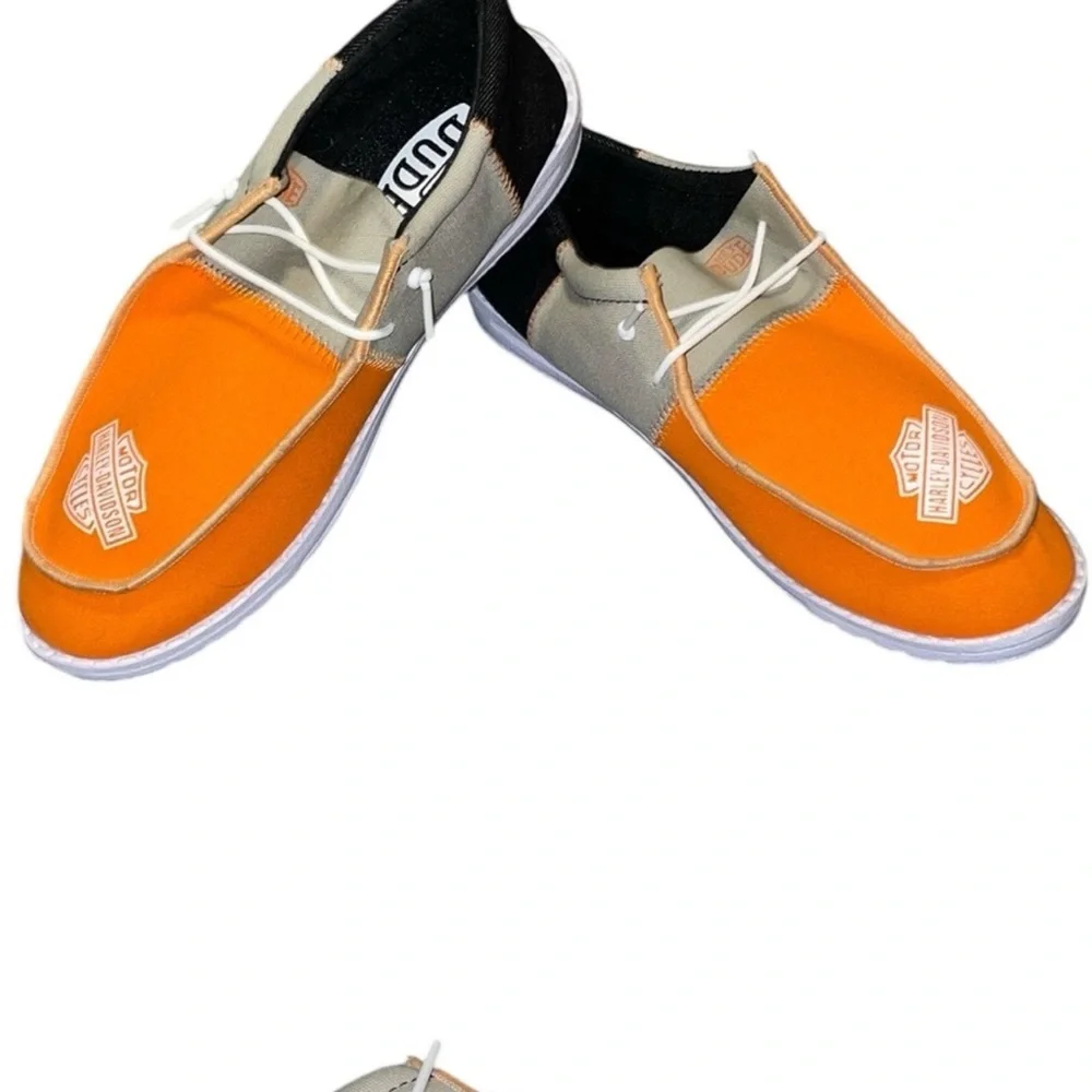 Hey‎ Dude Harley-Davidson Kids Sneakers in Orange and Black Size 4 Women 6